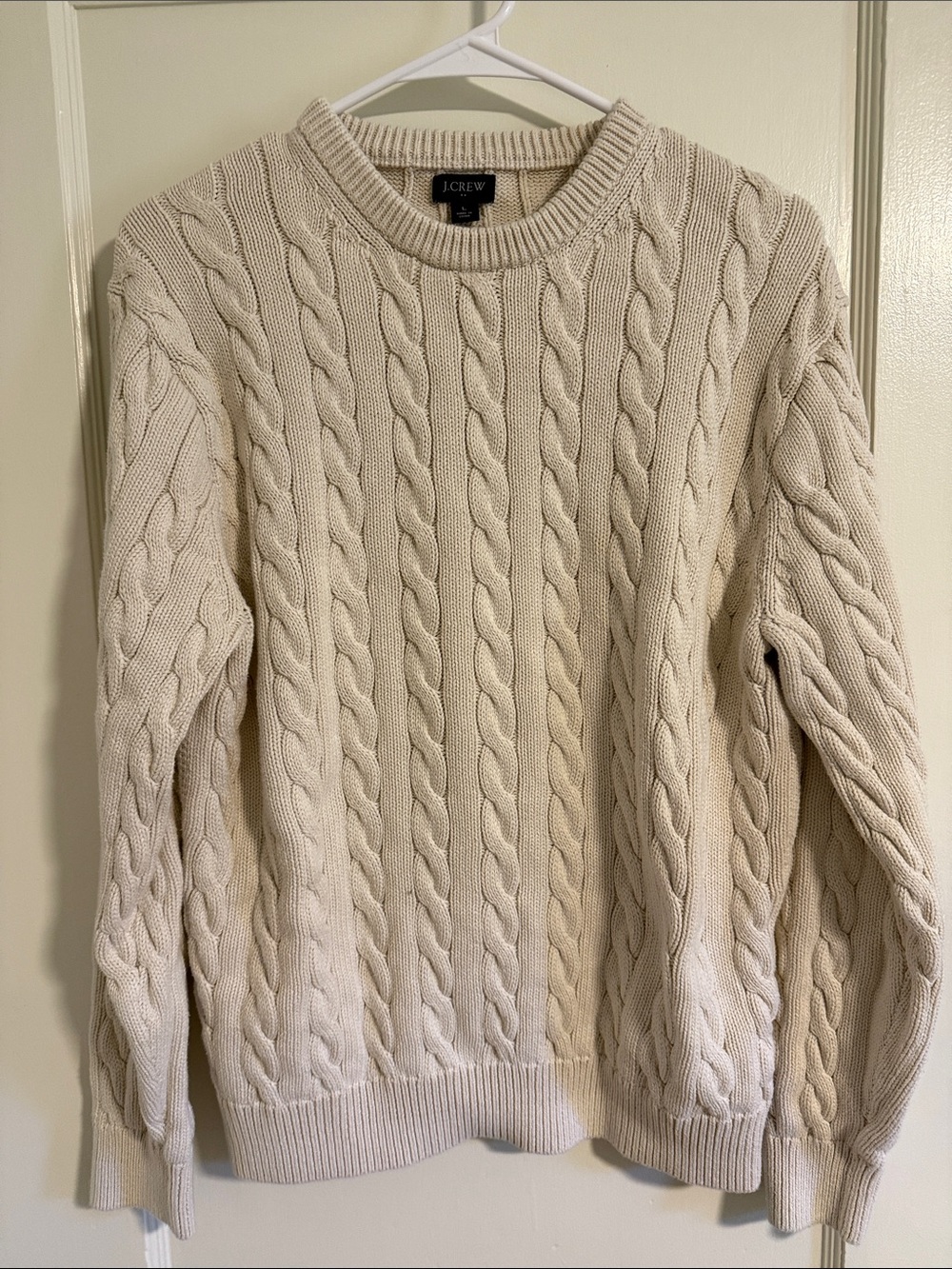 J. Crew Men’s Cable Knit Crewneck Sweater - Ivory
